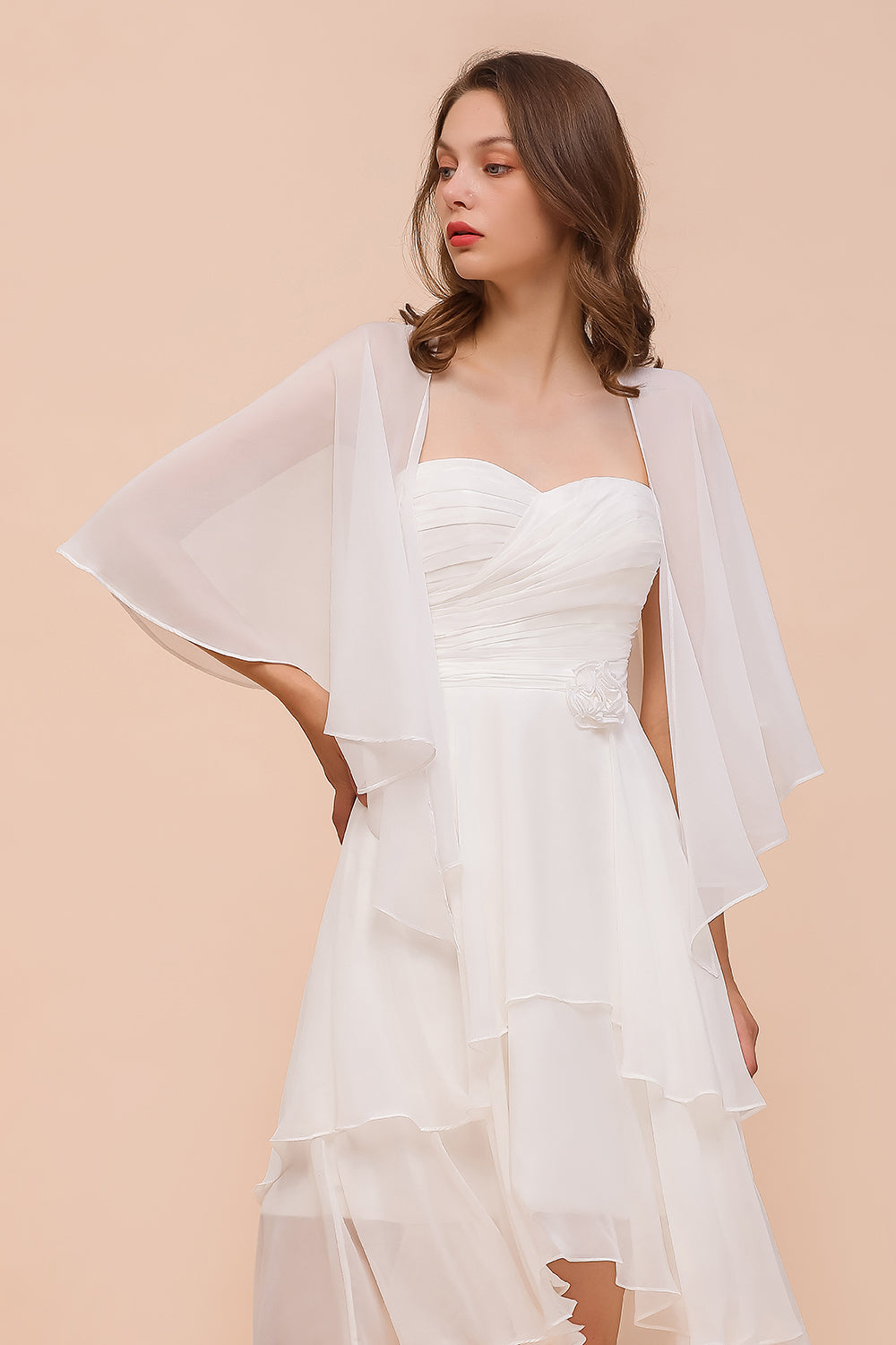 Chiffon White Special Occasions Wraps