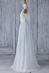 Elegant Long V-neck Ruffle Chiffon A-line Wedding Dress