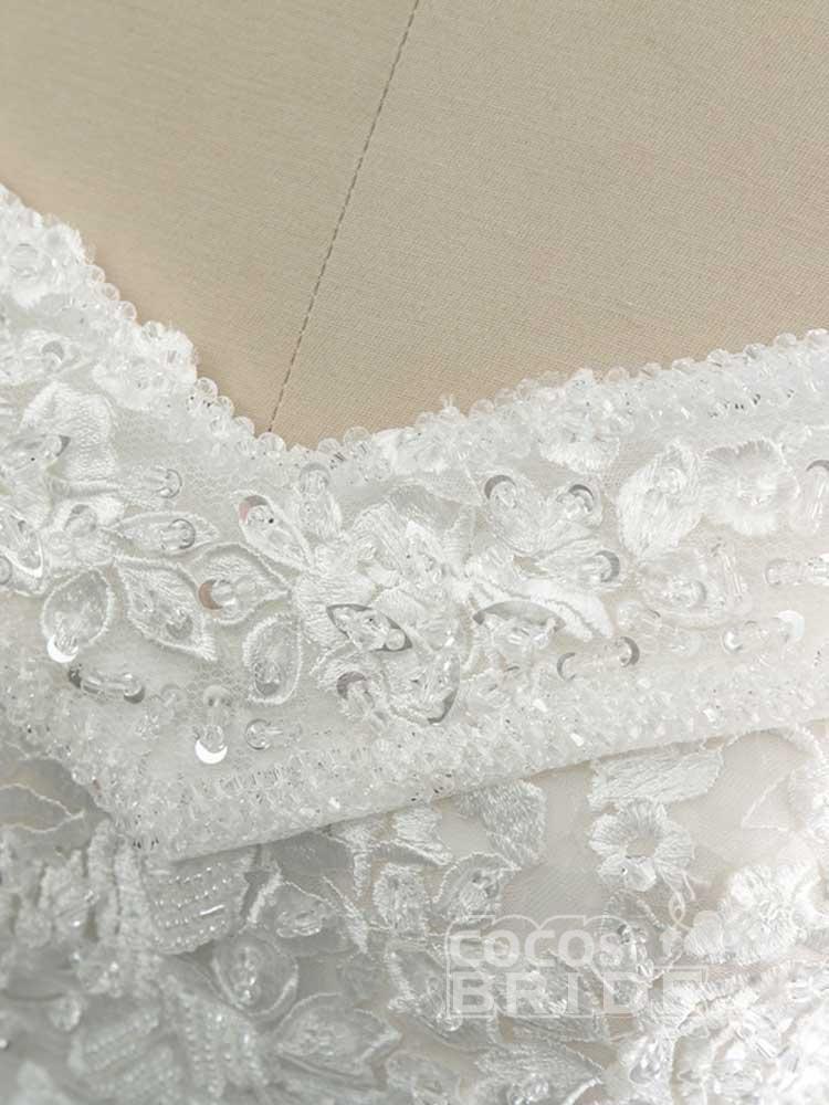 Gorgeous Long Tulle Off the Shoulder Lace Ball Gown Wedding Dresses