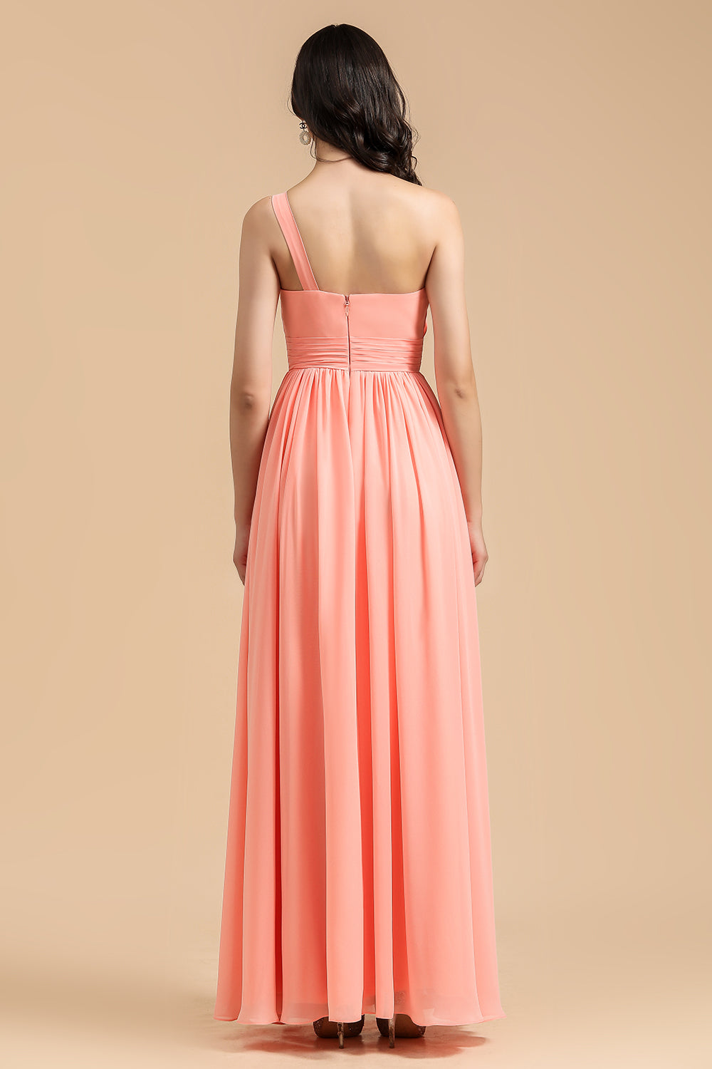 Long A-line One Shoulder Chiffon Bridesmaid Dress Wedding Party Dresses