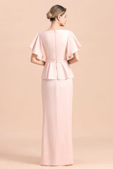 Glamorous V-Neck Beadings Satin Pink Mother of Bride Dresses