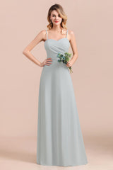 Spaghetti Straps Sweetheart A-Line Wedding Guest Dress Chiffon Bridesmaid Dress