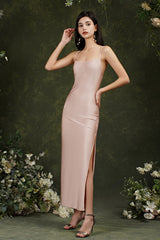 Long Mermaid Spaghetti Straps Backless Party Dresses with Slit
