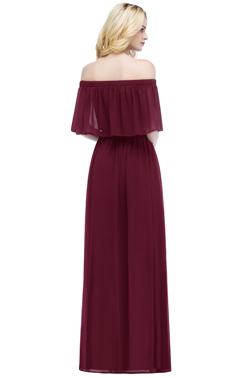 Long A-line Off the Shoulder Chiffon Formal Evening Dresses