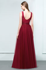 Elegant Long Straps Tulle Lace A-line Evening Formal Dress