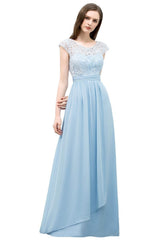 Long Chiffon Lace A-line Floor Length Bridesmaid Dress