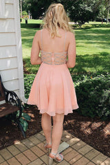 Classy A-line V-neck Chiffon Short Homecoming Dress with Straps