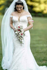Elegant Long Mermaid Lace Off the Shoulder Wedding Dress