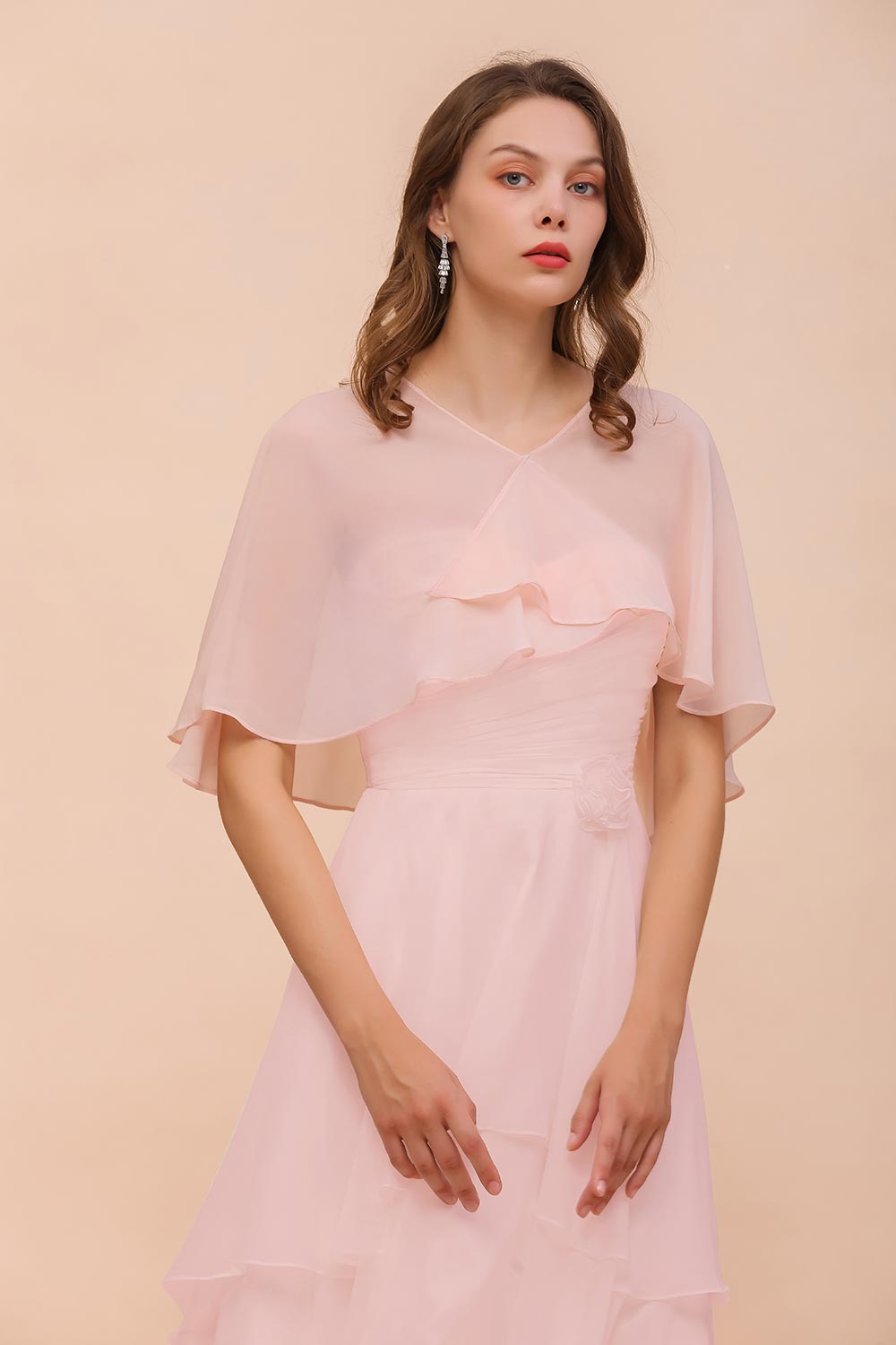 Pink Ruffle Chiffon Special Occasions Wraps