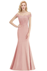 Mermaid Off the Shoulder Long Appliques Bridesmaid Dress