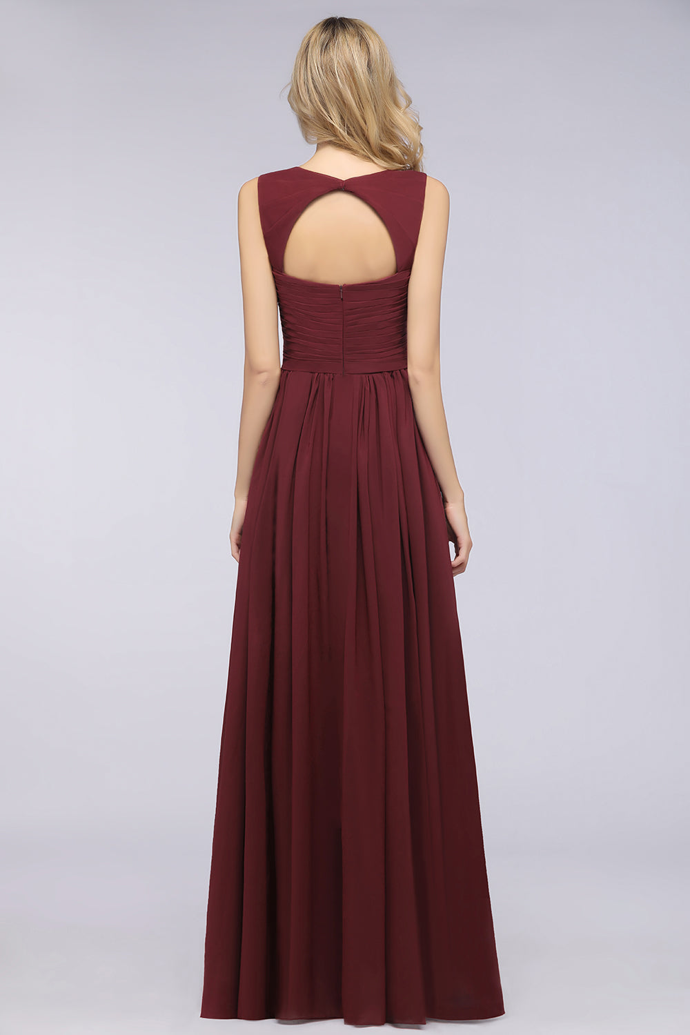 Simple Long A-line Cap Sleeves Sweetheart Burgundy Wedding Guest Dresses