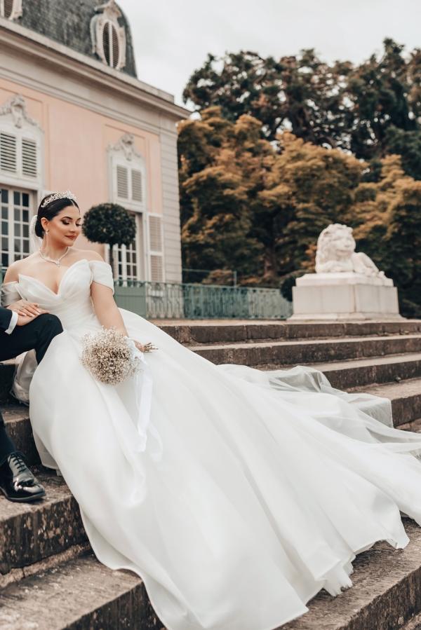 Plus Size Long A-line Off the Shoulder Open Back Wedding Dress with Ruffle