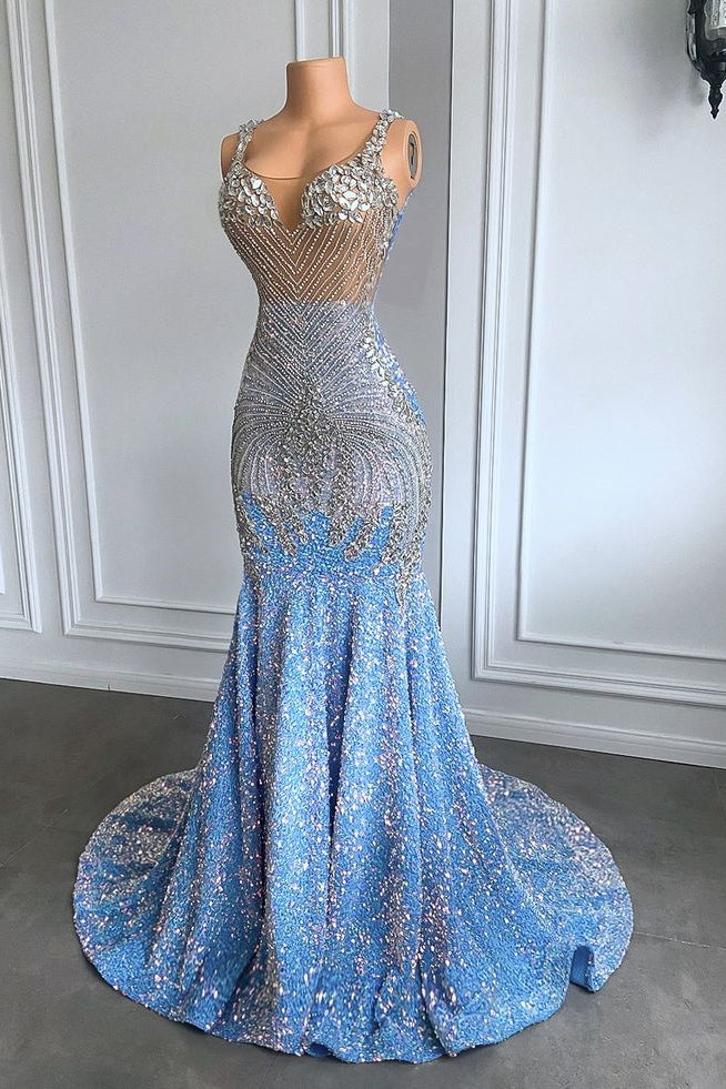 Mermaid Sequin Sweetheart Long Prom Dress with Beads
