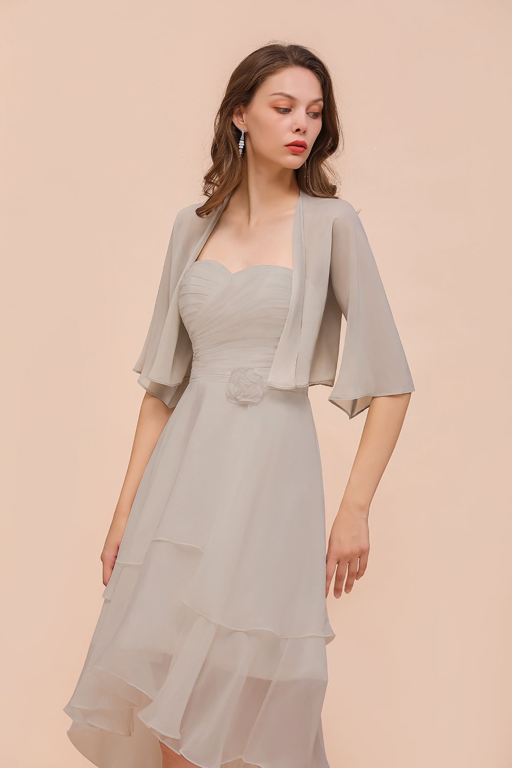 Silver Half Sleeves Chiffon Special Occasions Wraps