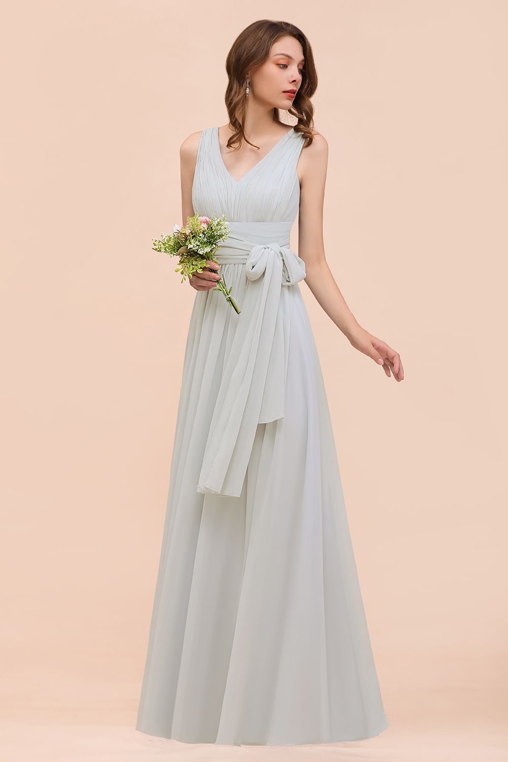 Infinity Chiffon A-Line Wedding Guest Dress Floor Length Bridesmaid Dress