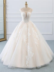 Long Sweetheart Tulle Lace Lace-Up Ball Gown Wedding Dresses