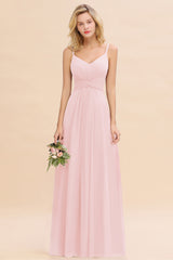 Elegant A-line Ruffles Spaghetti Straps Bridesmaid Dress