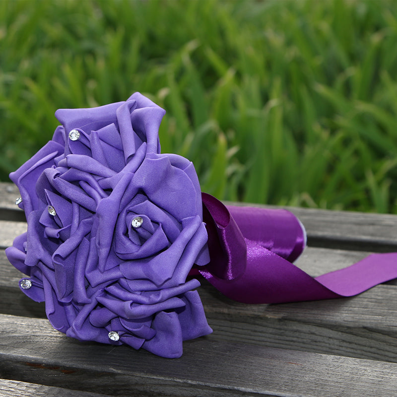 Simple Silk Rose wedding Bouquet in Multiple Colors