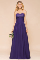 Classy Strapless Open Back A-Line Ruched Bridesmaid Dress With Sequins