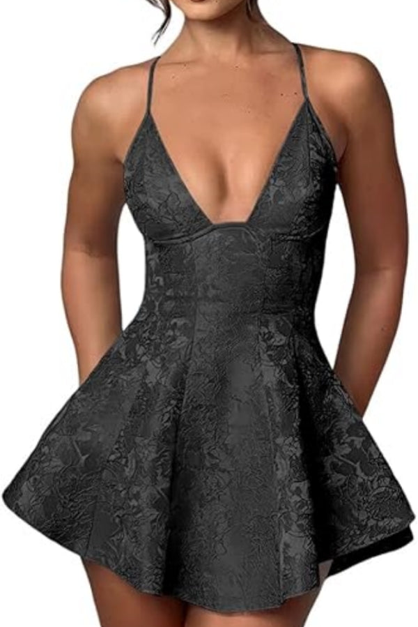 Short A-line Halter V-Neck Ruched Saitn Mini Backless Homecoming Dress