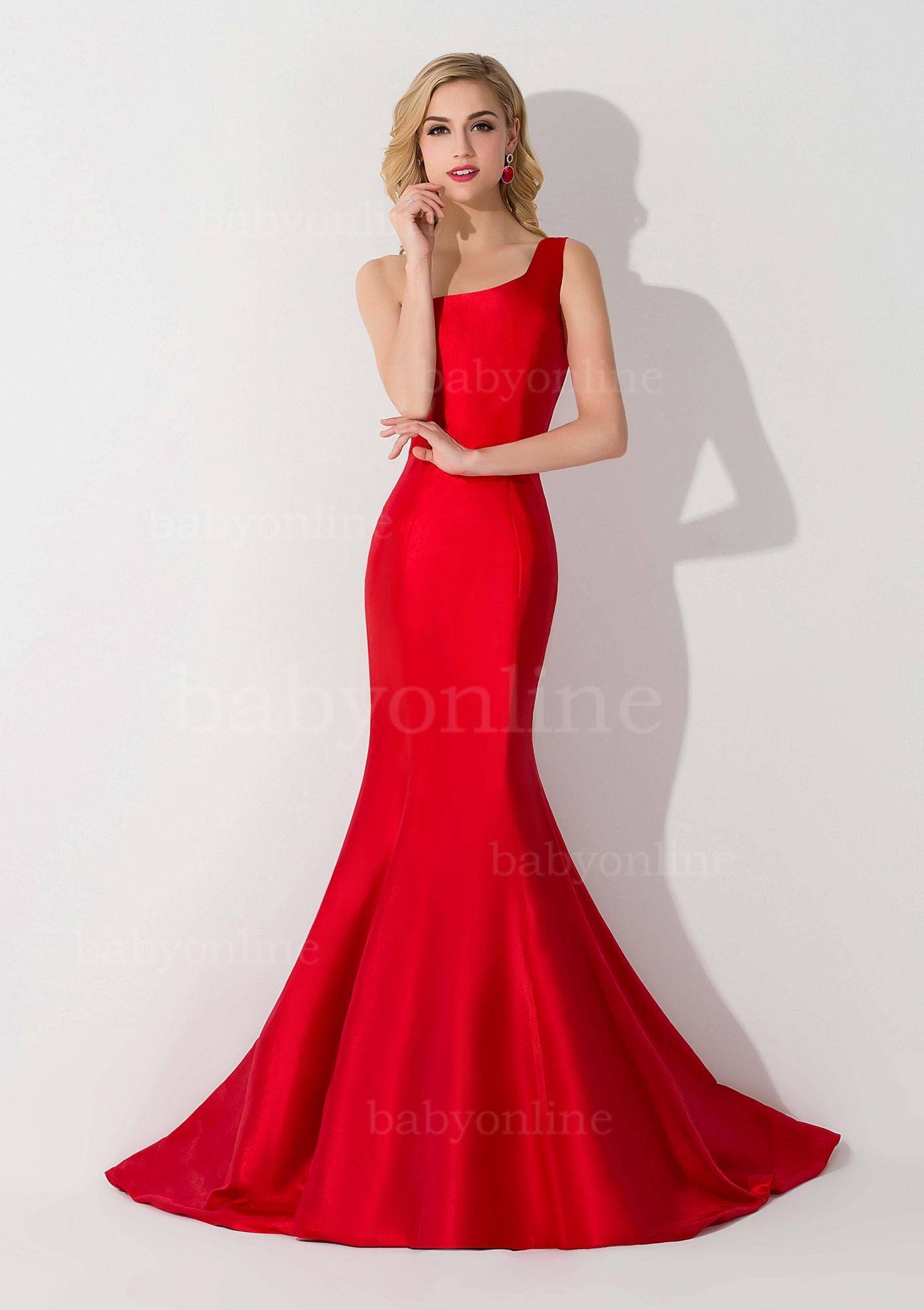 Mermaid Satin One Shoulder Sleeveless Floor Length Bridesmaid Dress