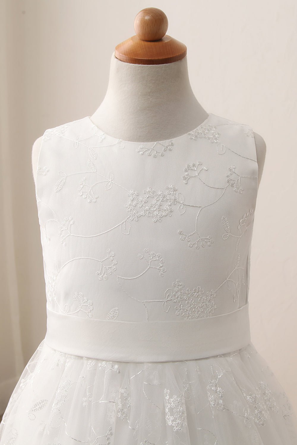 Cute Long A-line Jewel Lace Sleeveless Floor length Flower Girl Dress