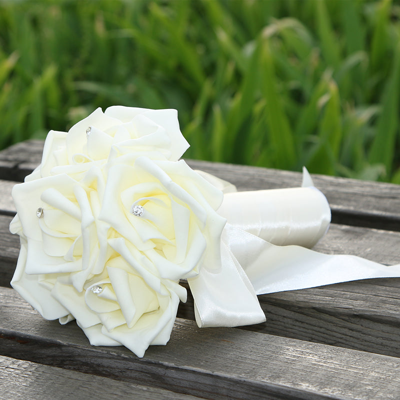 Simple Silk Rose wedding Bouquet in Multiple Colors