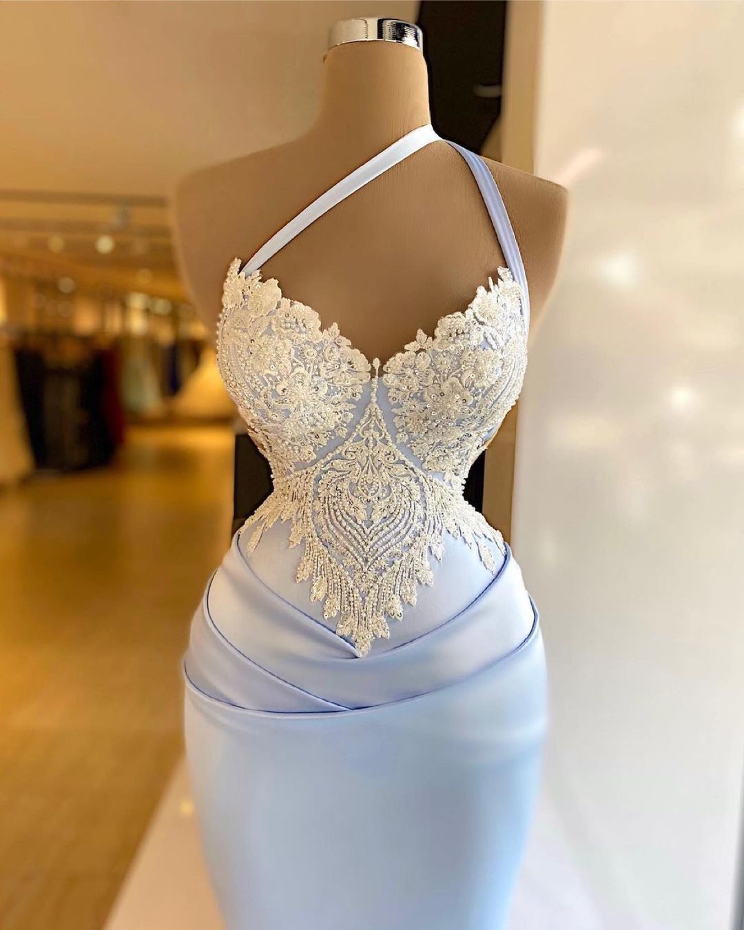 Long Mermaid One Shoulder Prom Dress with Appliques Lace
