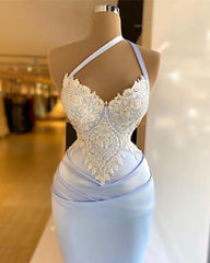 Long Mermaid One Shoulder Prom Dress with Appliques Lace