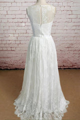 Long A-line Floor Length Lace Tulle Wedding Dress