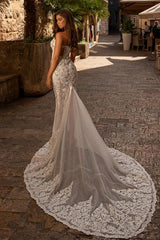 Vintage Long Mermaid Sweetheart Tulle Lace Wedding Dresses