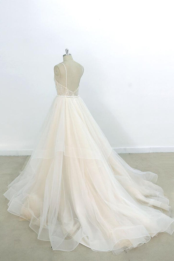 Long Sweetheart Appliques Lace Tulle A-line Wedding Dress