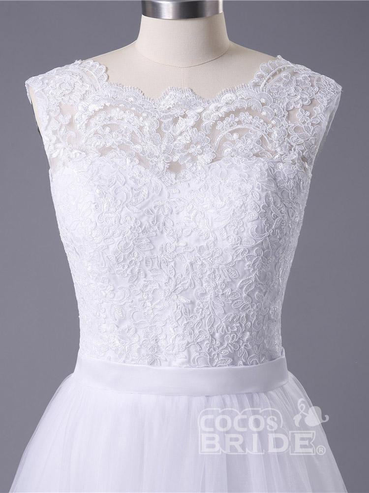 Elegant Long A-line Sweetheart Lace Tulle Boho Wedding Dresses