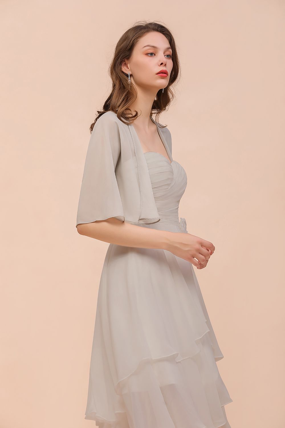 Silver Half Sleeves Chiffon Special Occasions Wraps