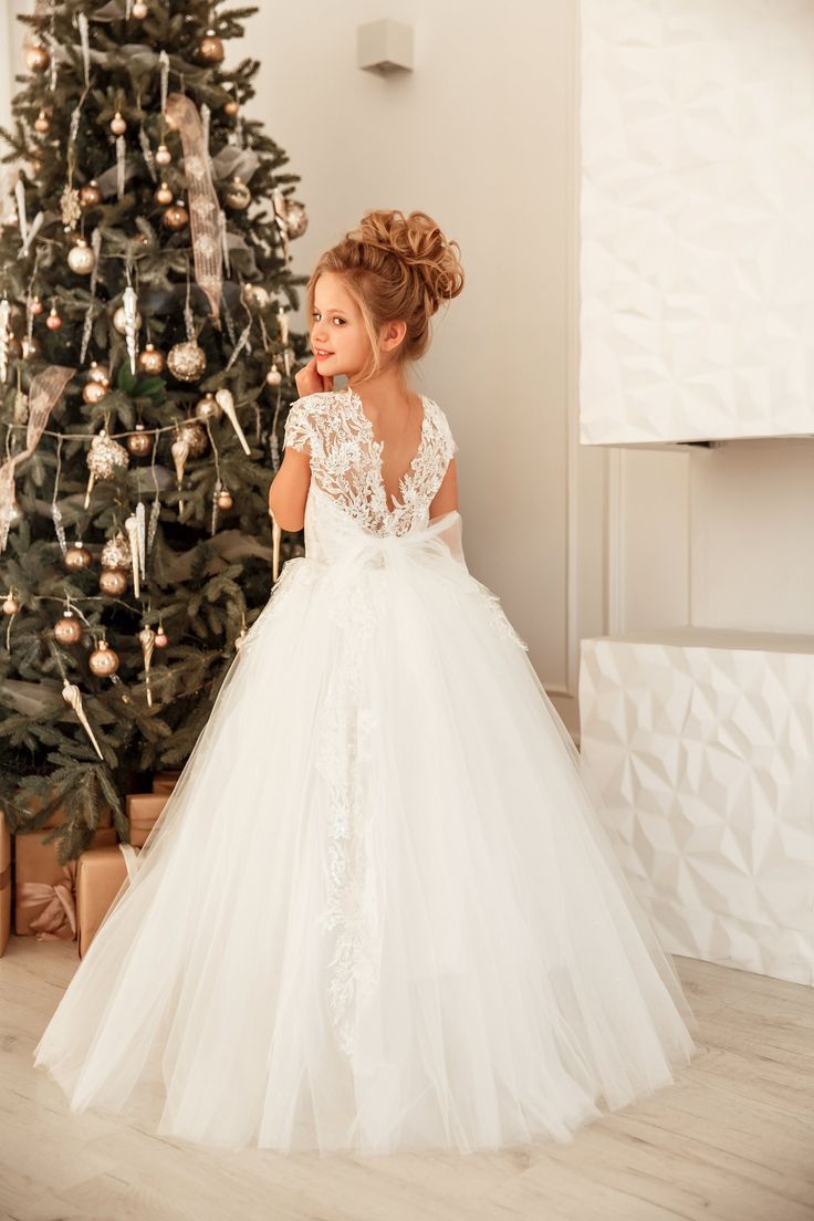 Lovely Long Princess Tulle Floor Length Flower Girl Dress