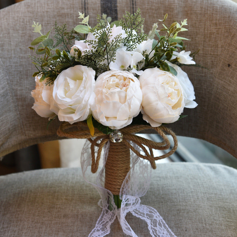 Real Touch Colorful Artifial Roses Wedding Bouquet