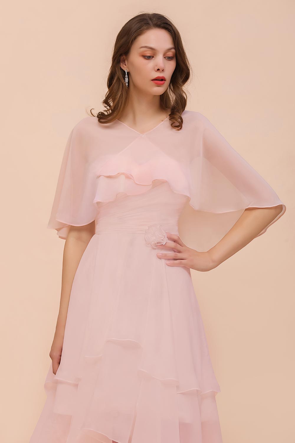 Pink Ruffle Chiffon Special Occasions Wraps