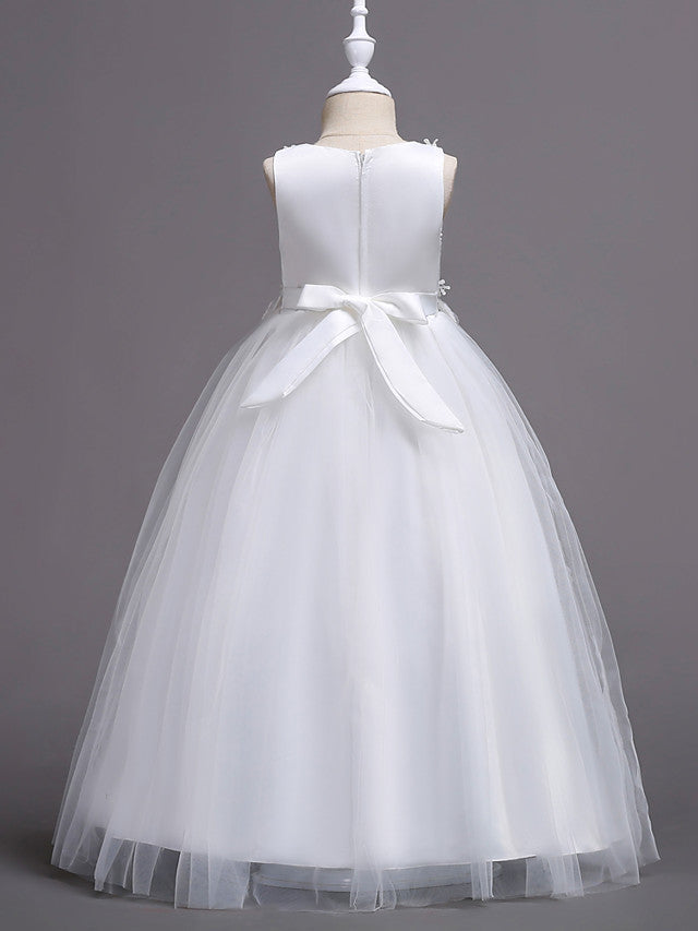 Princess Lace Tulle Floor Length Flower Girl Dresses for Wedding
