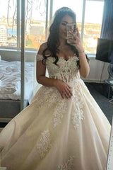 Modest Long A-line Off the Shoulder Tulle Wedding Dress with Lace