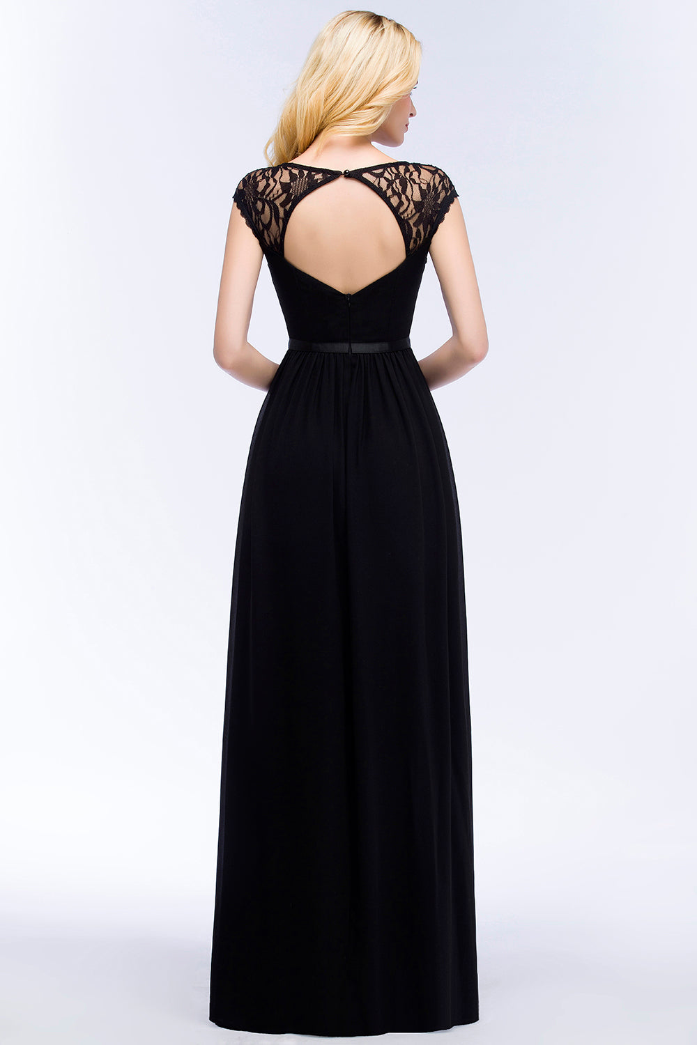 Elegant Mermaid Lace V-Neck Sleeveless Floor Length Bridesmaid Dresses with Sash