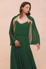 Dark Green Long Sleeve Chiffon Special Occasion Wraps