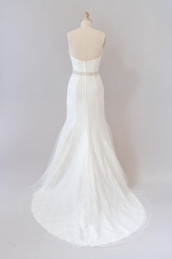 Elegant Long Mermaid Ruffle Sweetheart Lace Tulle Wedding Dress
