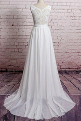 Awesome Long V-neck Lace Chiffon A-line Wedding Dress
