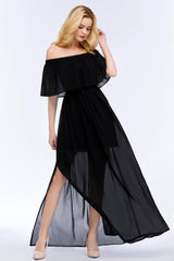 Elegant A-Line Chiffon Off the Shoulder Sleeveless Floor Length Bridesmaid Dresses