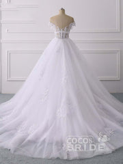 Glamorous Long Off the Shoulder Lace Tulle Mermaid Wedding Dresses