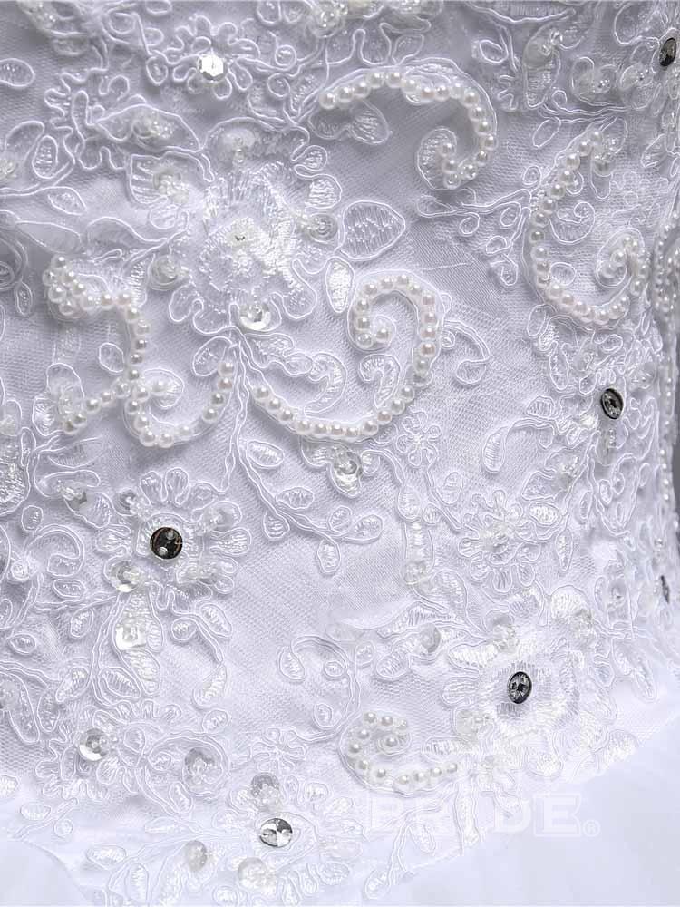 Gorgeous Long Sweetheart Beaded Tulle Lace Ball Gown Wedding Dresses