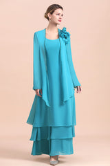 Gorgeous Floral Appliques Long Sleeves Mother of Bride Dress With Wraps