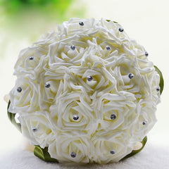 Silk Beading Rose Bouquet with Colorful Ribbons