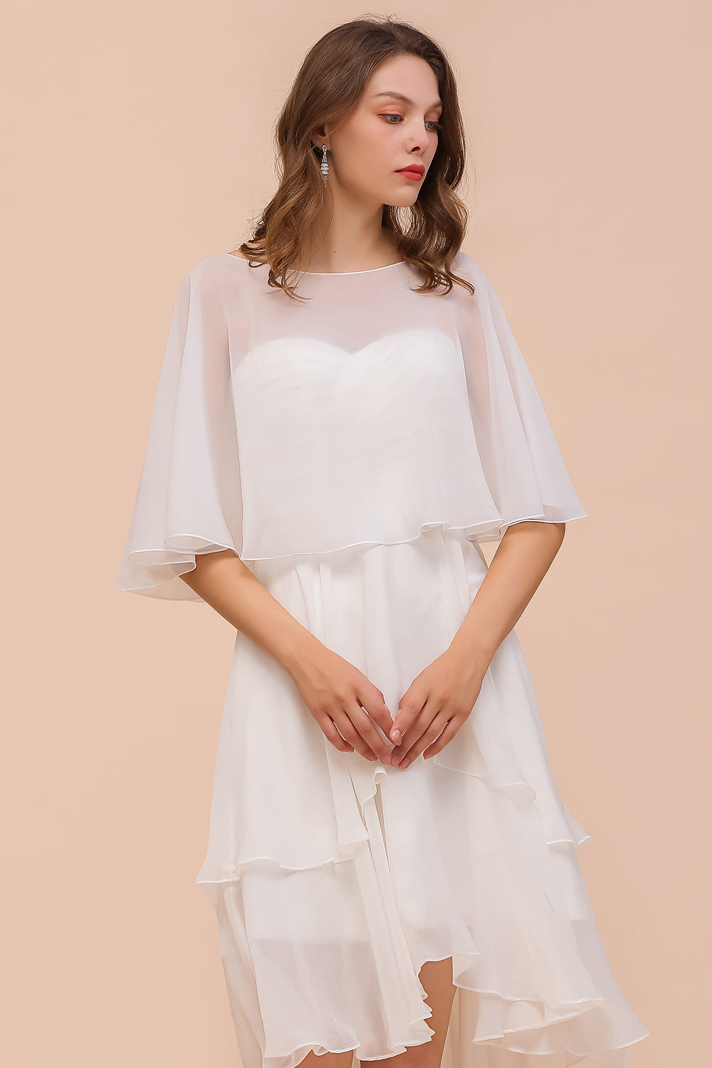 Jewel White Chiffon Special Occasions Wraps