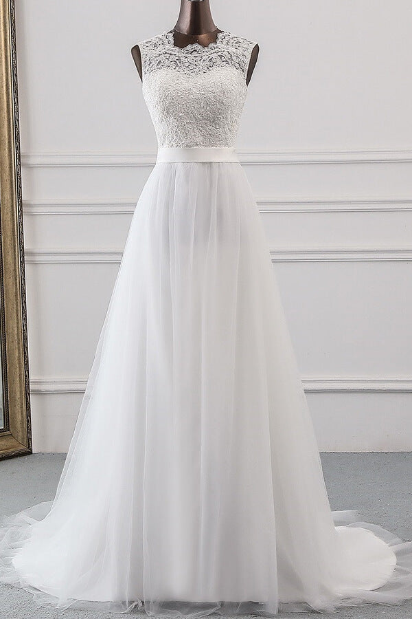 Elegant Long Sweetheart Lace-up Tulle A-line Wedding Dress